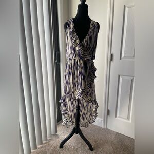 Parker A Symmetric Purple and White Summer Dress Sz XS